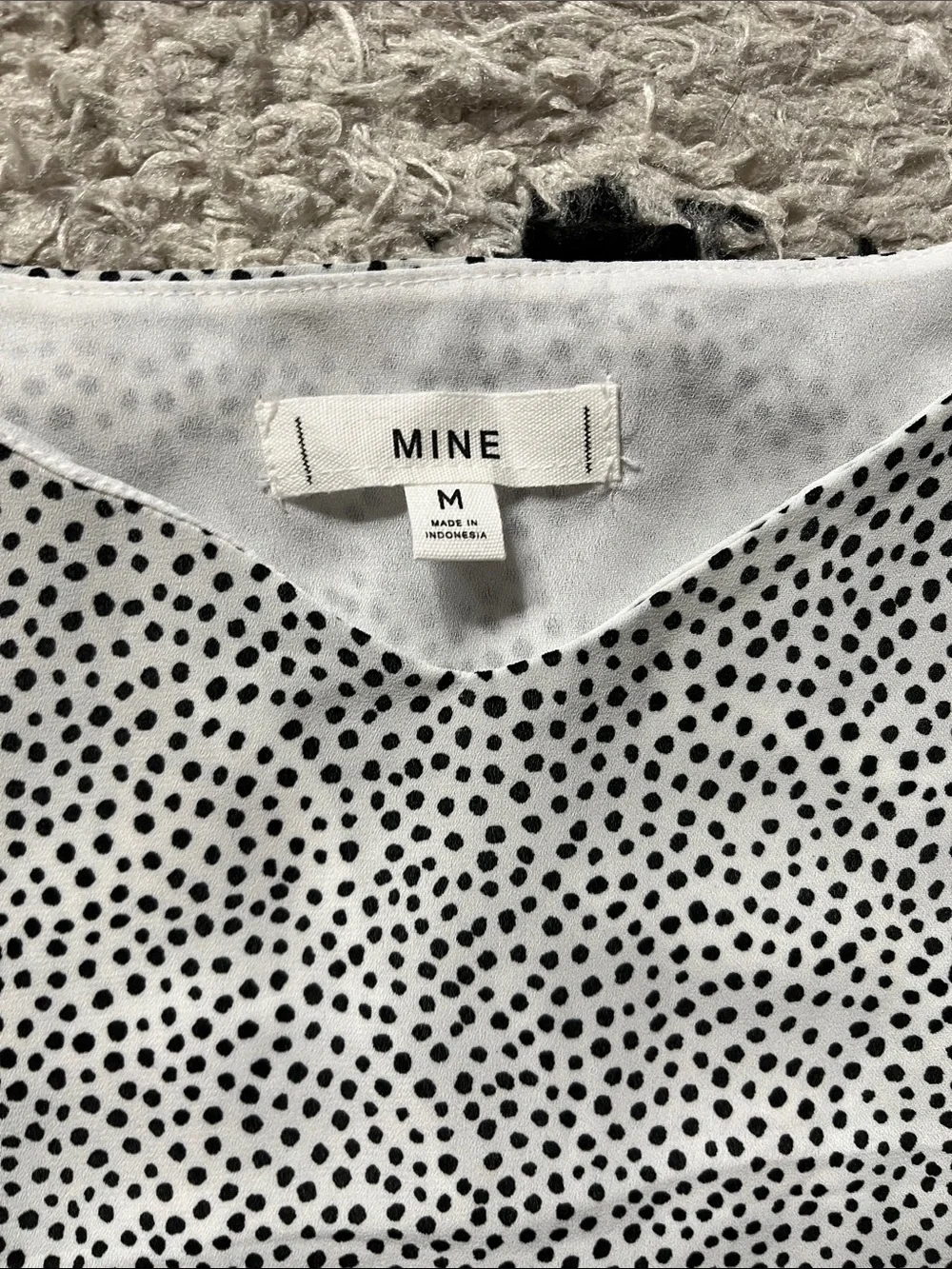 MINE size Medium White Camisole with Black Polka Dots